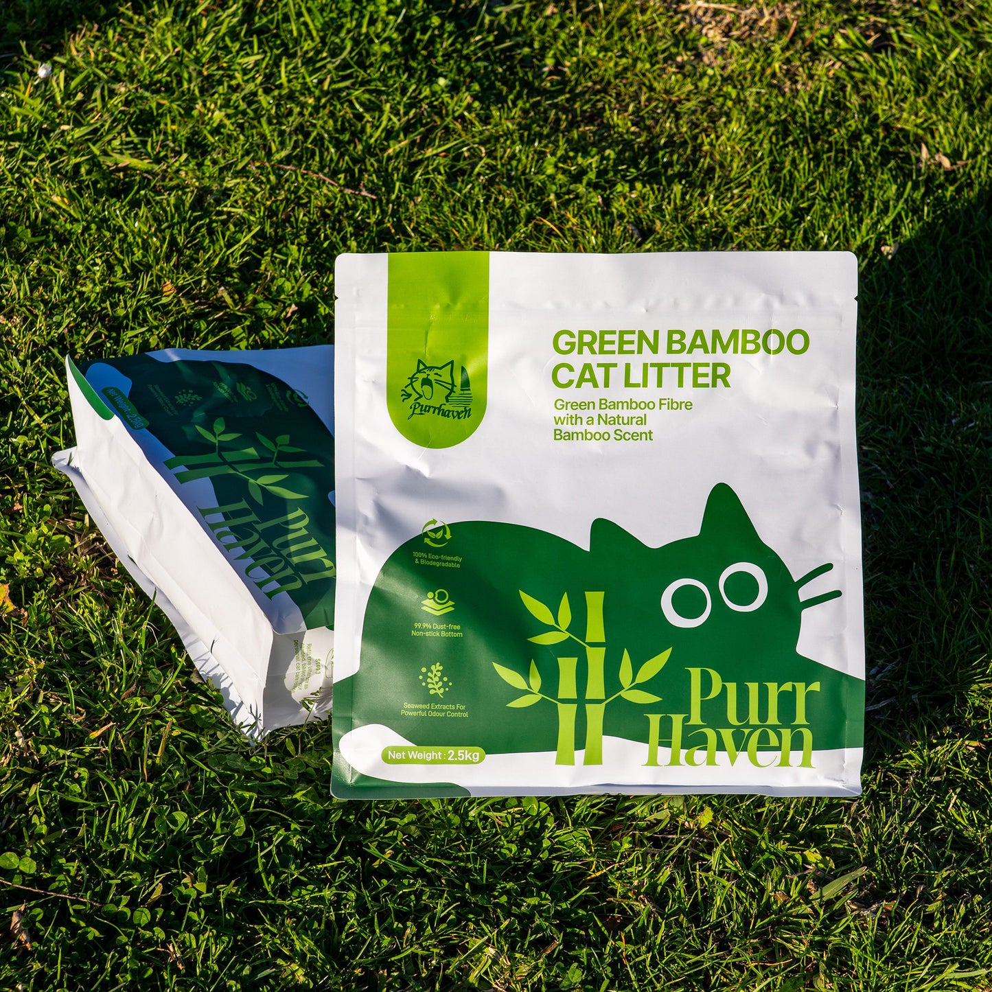 PurrHaven Green Bamboo Cat Litter 15kg (6 Pack) – Biodegradable, Dust-Free, Flushable & Fast Clumping