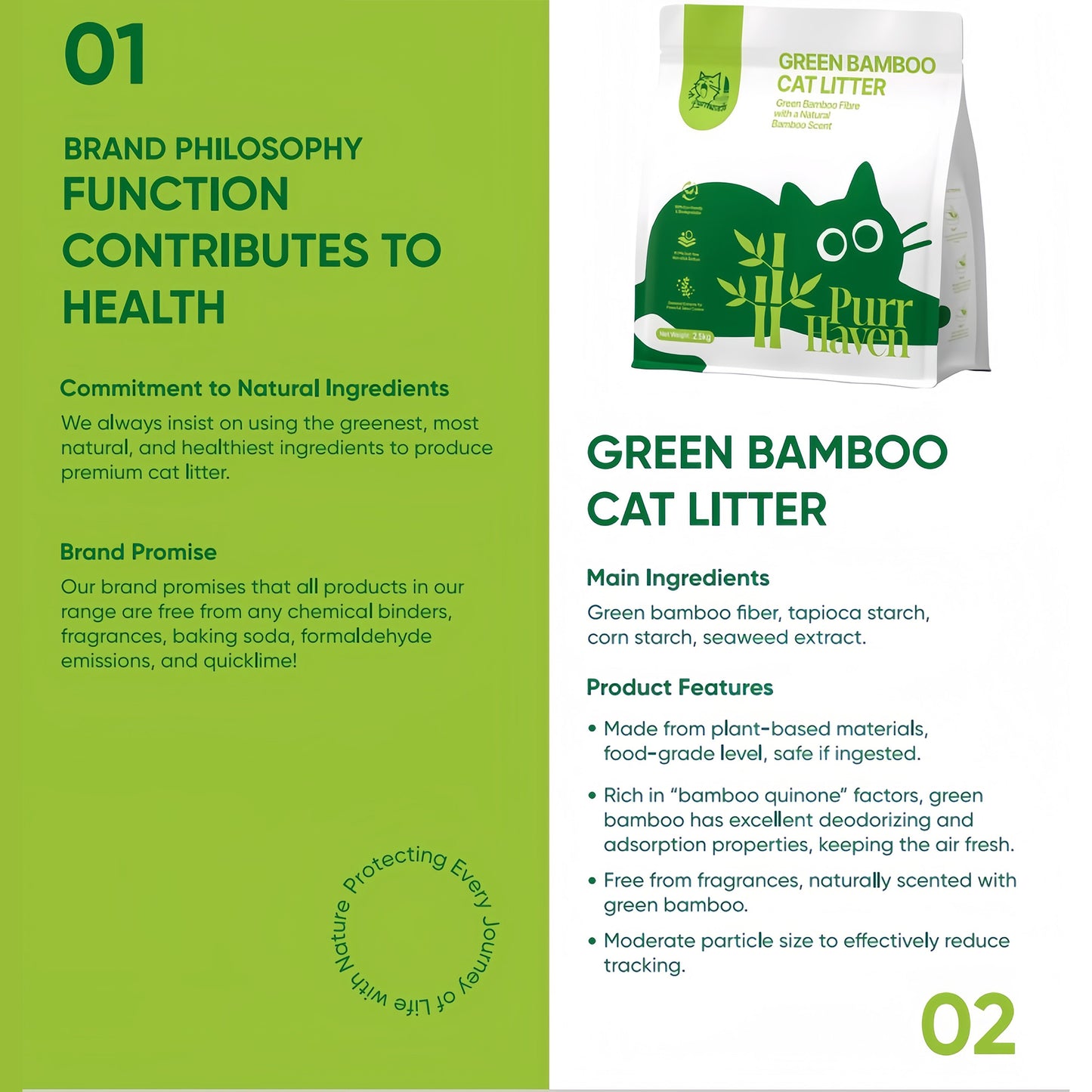 PurrHaven Green Bamboo Cat Litter 15kg (6 Pack) – Biodegradable, Dust-Free, Flushable & Fast Clumping