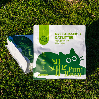 PurrHaven Green Bamboo Cat Litter 30kg (12 Pack) – Biodegradable, Flushable, Dust-Free & Fast Clumping
