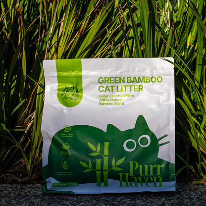 PurrHaven Green Bamboo Cat Litter 30kg (12 Pack) – Biodegradable, Flushable, Dust-Free & Fast Clumping