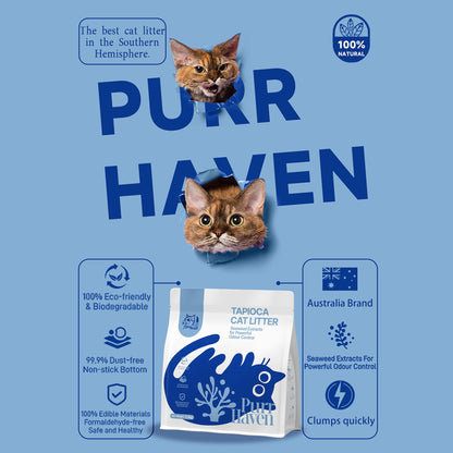 PurrHaven Tapioca Cat Litter 7.5kg (3 Pack) – Biodegradable, Dust-Free & Fast Clumping